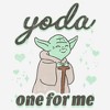 Women's Star Wars Valentine's Day Yoda One for Me Distressed T-Shirt - 2 of 4