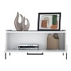 Vynxaria 15" High Minimalistic Coffee Table ¨C Stylish White Table with Pull-Down Cabinet and Open Shelf - 3 of 4