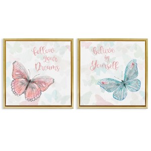 Stupell Industries Believe In Dreams Butterflies 2pc Floating Frame Art Set - 1 of 4