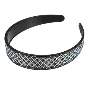 Unique Bargains Women's No Slip Rhinestone Wide-brimmed Headband 4.45"x0.98" Deep Blue 1 Pc - 1 of 4