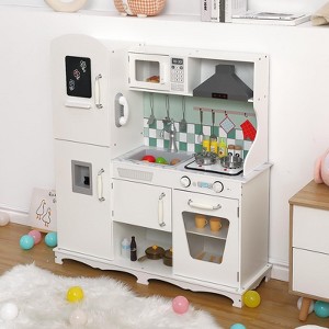 TROPOW Play Kitchen for Kids, Wooden Kitchen Playset with Cooking Stove,Oven,Sink, Microwave, Blackboard, Storage Cabinets,Range Hood Pretend - 1 of 4