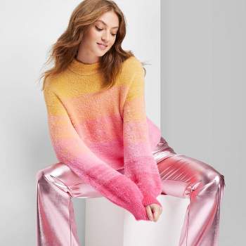 Women's Mock Turtleneck Fuzzy Boxy Pullover Sweater - Wild Fable™