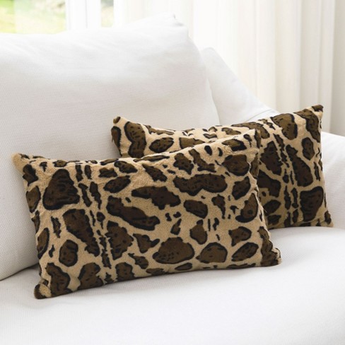 Cheer Collection Embossed Faux Fur Throw Pillows 18 x 18 Snow