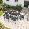 7-Piece Cast Aluminum Patio Dining Set with Rectangle Table, 2 swivel chairs and 4 fixed dining chairs, Brown Cushions and Umbrella Hole - 2 of 4