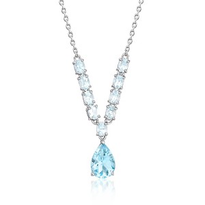 Ross-Simons 2.00 Carat Sky Blue Topaz and 1.30 ct. t.w. Aquamarine Y-Necklace in Sterling Silver Size 18 - 1 of 3
