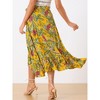 INSPIRE CHIC Women's Tropical Floral Print Ruffle Self-Tie Knot Split Beach Wrap Midi Skirt - 4 of 4