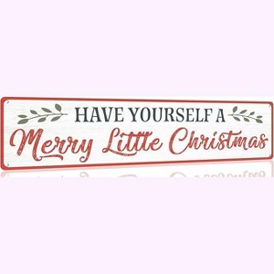 Lomsoe Have Yourself a Merry Little Christmas Tin Sign Funny Christmas Metal Sign Vintage Santa Print Art Poster Wall Decor For Home 4x16 Inch - 1 of 1