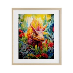 Stupell Industries Colorful Dinosaur in Jungle Framed Print Under Glass Art - 1 of 4