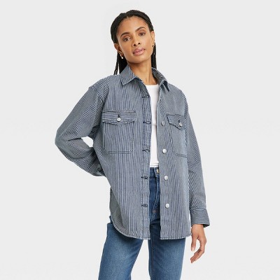 Women's Embellished Denim Shacket - Universal Thread™ Light Wash 3X