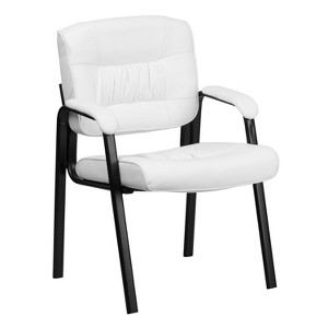 White Leather Executive Side Chair with Black Frame Finish - Flash Furniture