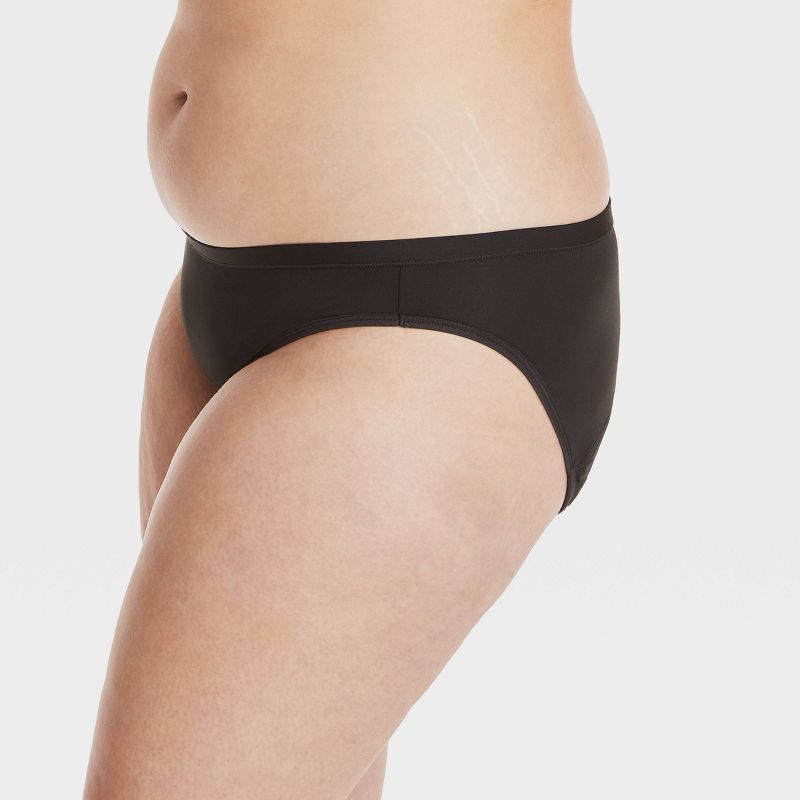 Hanes Women's 3pk Comfort Period and Postpartum Moderate Leak Protection Bikini Underwear - Black/Gray/Brown, 5 of 7