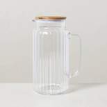 86oz Ribbed Clear Plastic Beverage Pitcher with Wood Lid - Hearth & Hand™ with Magnolia
