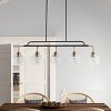 Dewdrop 5-Light Kitchen Island Light, Modern Black and Gold Linear Chandelier with Clear Ribbed Glass Shades - 2 of 4