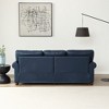82.65" Navy Blue Faux Leather Round Arm Sofa with Storage and Silver Nailhead Trim - 4 of 4