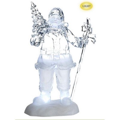 Allstate Floral 16" Clear Icy Crystal Jolly Santa with Tree LED Musical Christmas Figurine