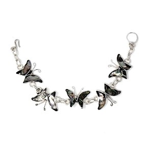 Slickblue Handcrafted Alpaca Silver Butterfly Bracelet – 7.25" Chain Featuring Abalone Wings - 1 of 3
