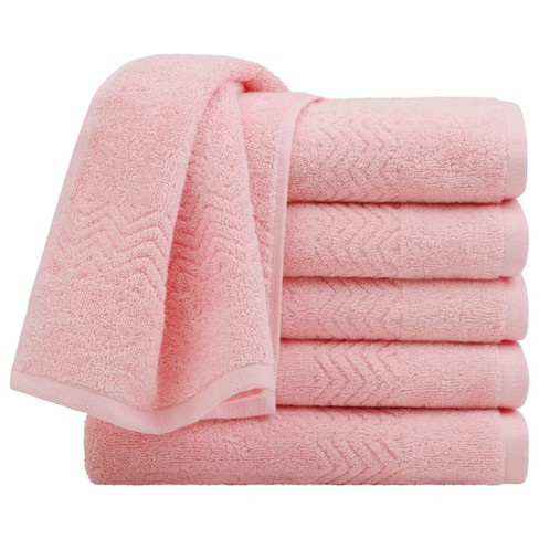 PiccoCasa Luxury Hand Towels Soft and Absorbent 100% Cotton 6 Pcs Pink  29x13