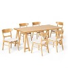 GDFStudio Isador Mid Century Modern 7 Piece Fabric Upholstered Rubberwood Dining Set - 2 of 4