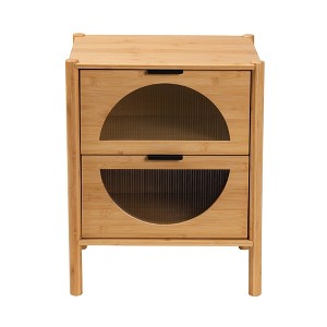 Naresh Bamboo Wood 2 Drawer End Table Natural Brown - Baxton Studio - 1 of 4