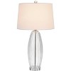 Cal Lighting Raisio 150W 3 Way Glass Table lamp with Metal Base and Taper Drum Fabric Shade. Priced and Sold a Pairs. - 3 of 4