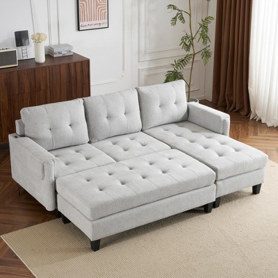 CAVINAS 83.4" L-Shaped Sectional Sofa,Mordern Modular Couch with 1 Reversible Chaise Lounge and 2 USB Ports,Modern Cloud Couch Sectional
