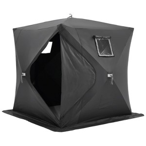 VEVOR Portable Ice Shelter, 3-4 Person Pop-Up Ice Fishing Tent, 43 Square Feet Fishable Area, Ice Shanty for Winter Fishing, Waterproof Oxford - 1 of 4
