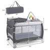 Infans 3 in 1 Baby Playard Portable Infant Nursery Center w/ Zippered Door Grey - 2 of 4