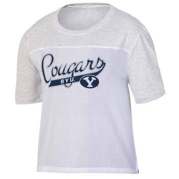 NCAA BYU Cougars Women's White Mesh Yoke T-Shirt