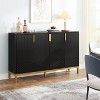 ORRD Luxury Black & Gold Buffet Cabinet, 60” Modern Sideboard with Geometric Striped Doors & Storage for Dining Room & Living Room - 3 of 4