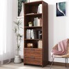Vynxaria Modern Black Bookshelf with Drawers and Adjustable Shelves - 3 of 4
