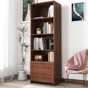 ORRD 70.87" Bookshelf with Drawers, 4 Shelves, Modern Storage for Home Office, Living Room, Study - 1 of 4
