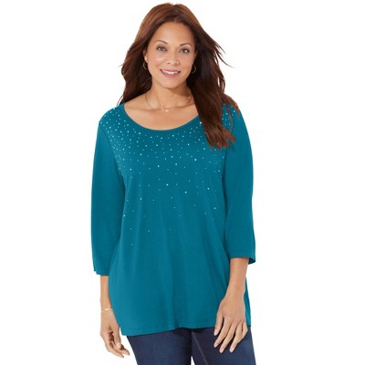 Catherines Women's Plus Size Raindrops Shimmer Tee