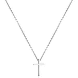 Clotth Sterling Silver Cross Pendant Necklace - Minimalist Style with 925 Silver and Sparkling Zirconia, Chic Collarbone Chain Jewelry for Women - 1 of 4