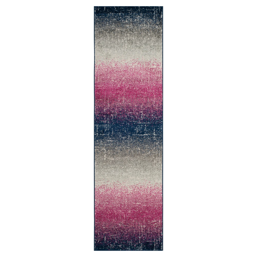 Fuchsia/Navy Abstract Loomed Runner - (2'3inx8' Runner) - Safavieh