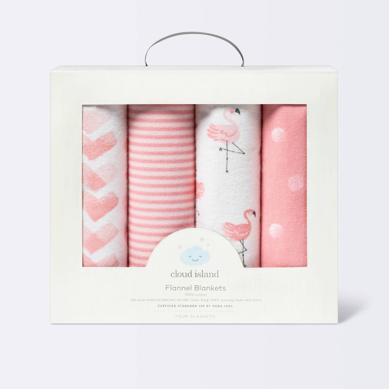 Flannel Baby Blankets Flamingos - Cloud Island&#8482; Pink 4pk, 4 of 7