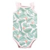 Hudson Baby Infant Girl Cotton Sleeveless Bodysuits, Palm Flamingo - 3 of 4