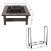 Fire Pit Table Kit 33-Inch Square Wood Burning Outdoor Fireplace with 4-Foot Firewood Rack, Spark Screen, Cover, and Log Poker by Pure Garden - 4 of 4