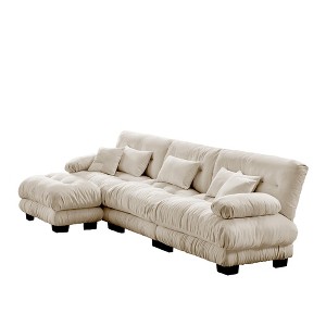 Dexmalle Modular Sectional L Shaped Cloud with Ottoman,Light Coffee - 1 of 4