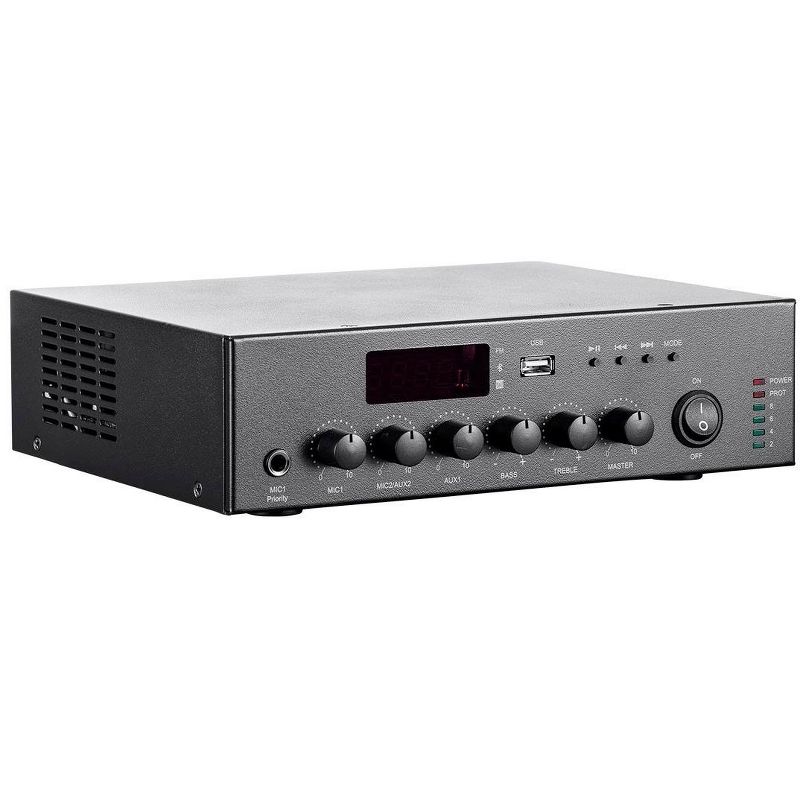 Monoprice Commercial Audio 60W 3ch 100/70V Mixer Amp with Built-in MP3 Player, FM Tuner, And Bluetooth Connection, 2 of 6