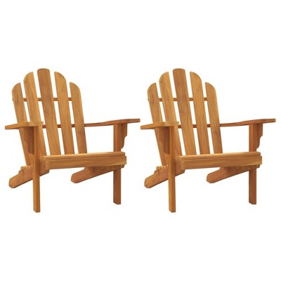 vidaXL Patio Adirondack Chairs, 2 pcs 31.1"x37.4"x36.2" Solid Wood, Teak