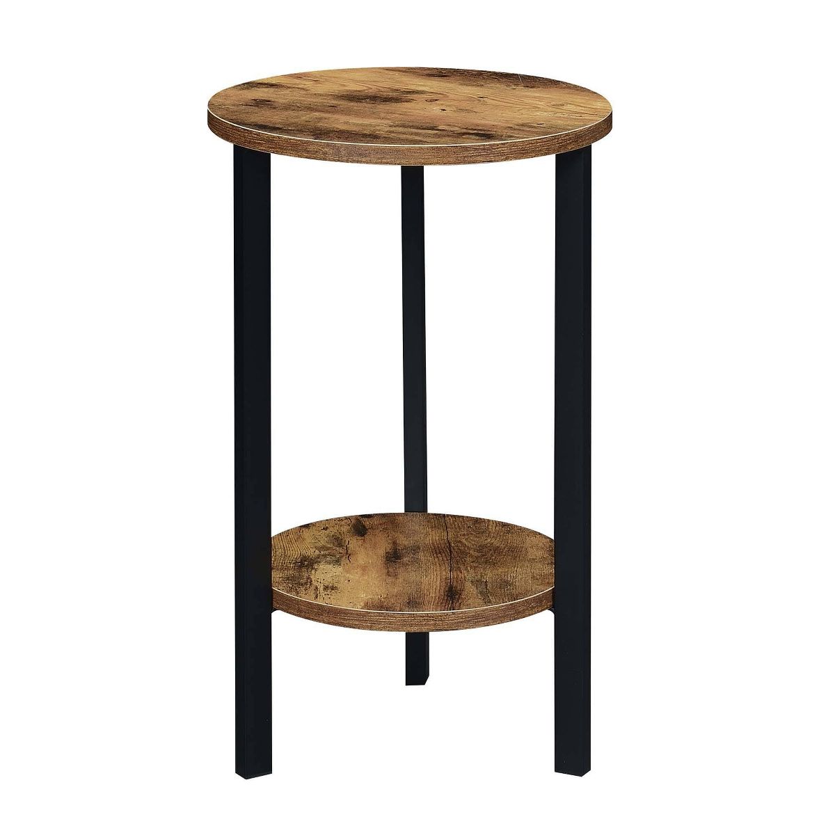23.75" Graystone 2 Tier Plant Stand Barnwood/Black - Breighton Home: Indoor Display Shelf