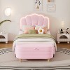 NicBex Twin Upholstered Bed Frame with Ottoman and Elegant Flower-Shaped Headboard,Adjustable Headboard with LED Lights,Easy Assembly,Pink - 2 of 4