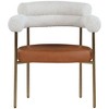 Meridian Furniture,Blake Cognac Vegan Leather /  Boucle Fabric Dining Chair, Set of 2 - 3 of 4