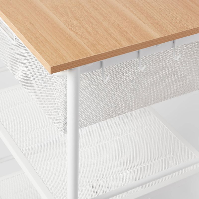 Metal Storage Cart with Mesh Drawer and Wood Top - Brightroom™, 3 of 6