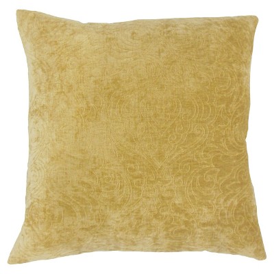 18"x18" Velvet Square Throw Pillow Yellow - The Pillow Collection