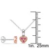 EVERLY JEWELRY | Two-Tone Sterling Silver 2pc Set 1/6 CT TGW Created Pink Sapphire Heart Pendant with Chain & Earrings - 18 in - 2 of 3