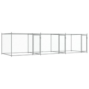 vidaXL Dog Cage Grey Galvanized Steel 19.7 x 6.6 x 4.9 ft Sturdy - 19.7' x 6.6' x 4.9' 3 doors - 1 of 4