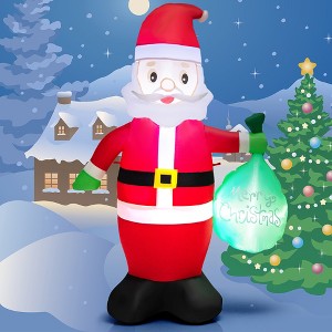 Costway 5 FT Christmas Decor Inflatable Santa Claus Holding a Gift Bag w/ LED Lights - 1 of 4