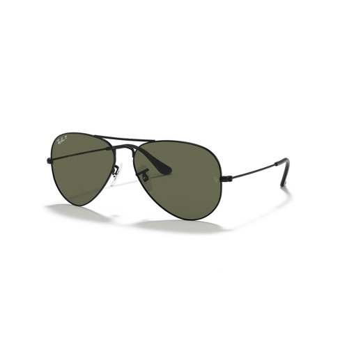 Ray-Ban Aviator Black Sunglasses- Black Frames/Polarized Green Lenses