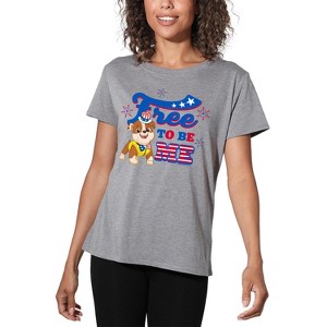 Women's Paw Patrol Rubble Free To Be Me 4th Of July Loose T-Shirt - 1 of 4